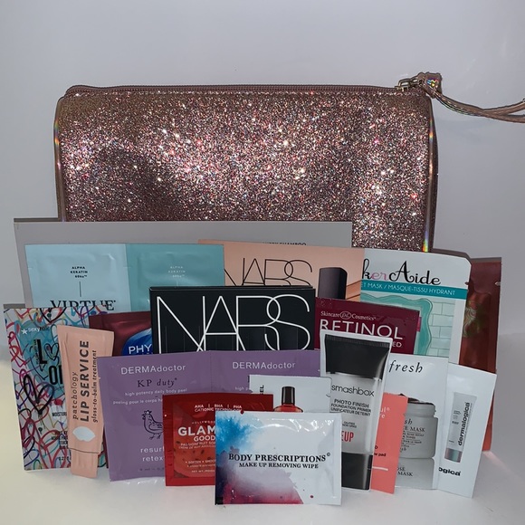 Giant High End Skincare Haircare Makeup Bundle Pink Glitter Bag - Picture 1 of 15
